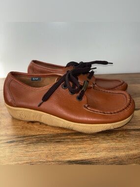 Falomare vintage 70s tanget lace up platform wedge shoes 8M